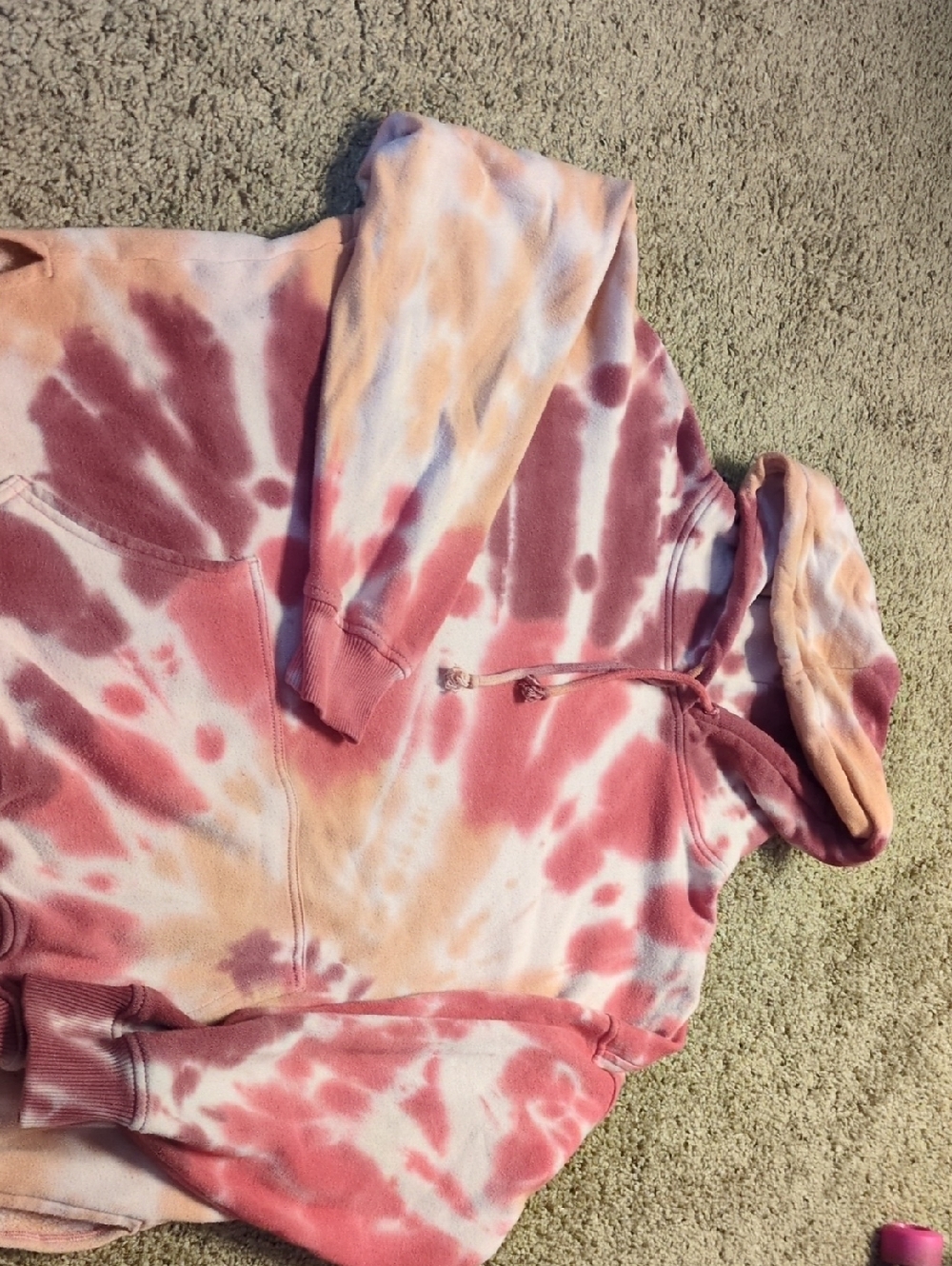 American Eagle Pink & White Tie-Dye Hoodie
